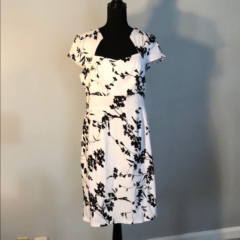 Grace Karin XL white/black cap sleeve midi dress